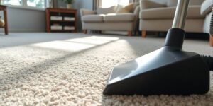 Cozy living room with clean, fresh carpet.